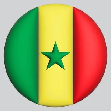 3D Flag of Senegal on circle Stock Photos