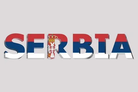 3D Flag of Serbia on a text background. Stock Illustration