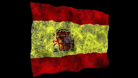 3d flag of the Spain consisting of round particles in motion Stock Footage 283195917