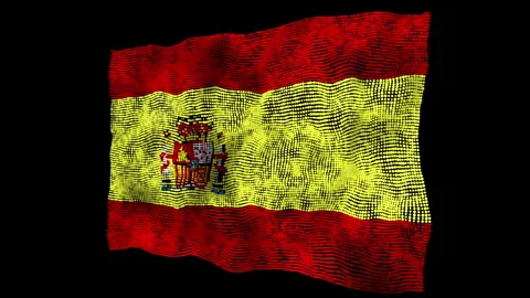 3d flag of the Spain consisting of round particles in motion Stock Footage 283195919