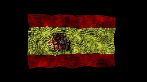 3d flag of the Spain consisting of round particles in motion Stock Footage 283195923