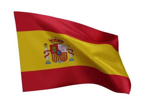 3d flag of Spain isolated against white background. 3d rendering. Stock Illustration