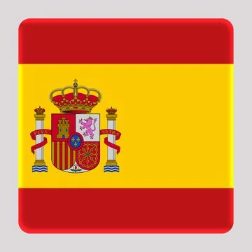 3D Flag of Spain on square Stock Illustration