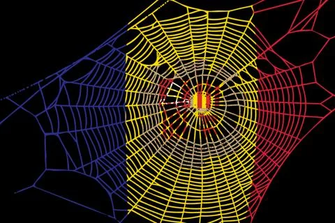 3D Flag on spider web 스톡 일러스트