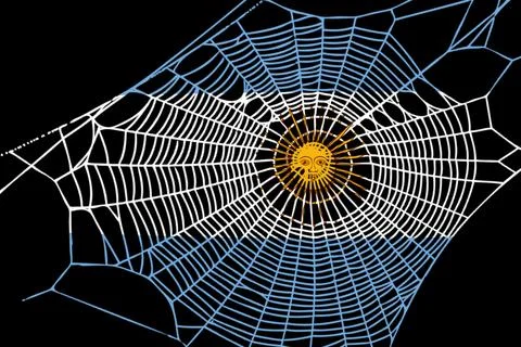 3D Flag on spider web 스톡 일러스트