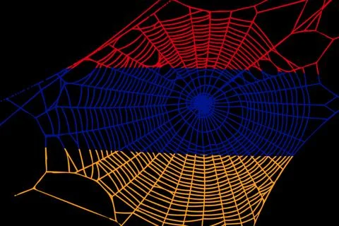 3D Flag on spider web 스톡 일러스트