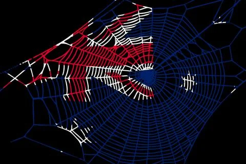 3D Flag on spider web 스톡 일러스트