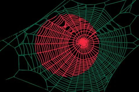 3D Flag on spider web 스톡 일러스트