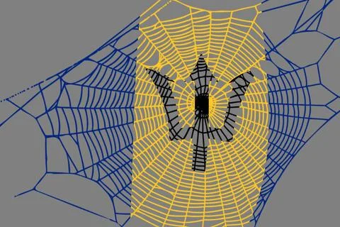 3D Flag on spider web 스톡 일러스트