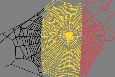3D Flag on spider web 스톡 일러스트