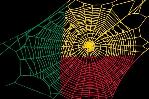 3D Flag on spider web 스톡 일러스트