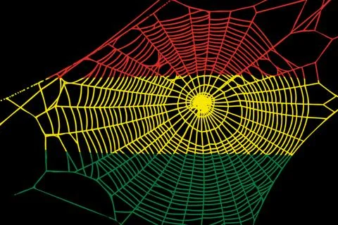 3D Flag on spider web 스톡 일러스트