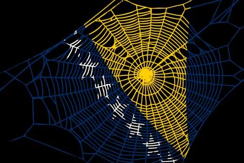 3D Flag on spider web 스톡 일러스트