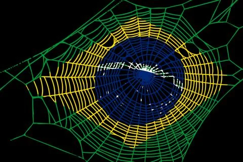 3D Flag on spider web 스톡 일러스트