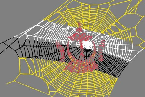 3D Flag on spider web Illustrazione stock