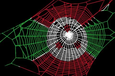 3D Flag on spider web Illustrazione stock