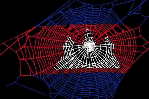 3D Flag on spider web 스톡 일러스트