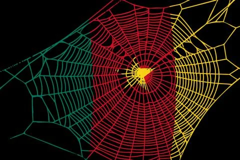 3D Flag on spider web Illustrazione stock