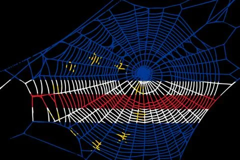 3D Flag on spider web Illustrazione stock
