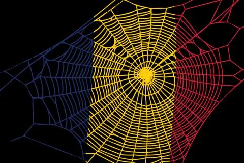 3D Flag on spider web Illustrazione stock