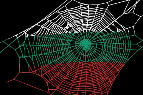 3D Flag on spider web Stock-Illustration