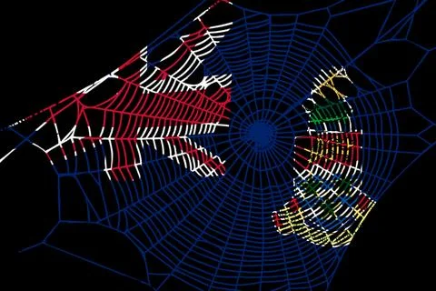3D Flag on spider web 스톡 일러스트