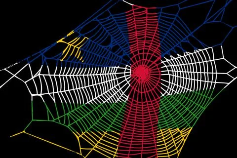 3D Flag on spider web Illustrazione stock