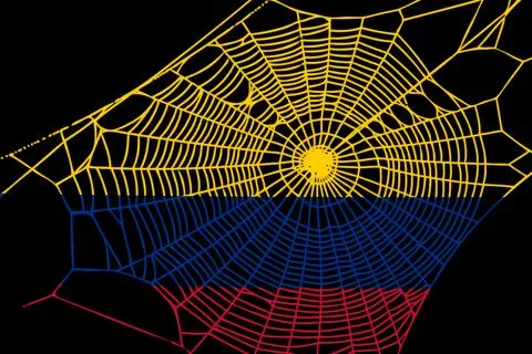3D Flag on spider web Stock-Illustration