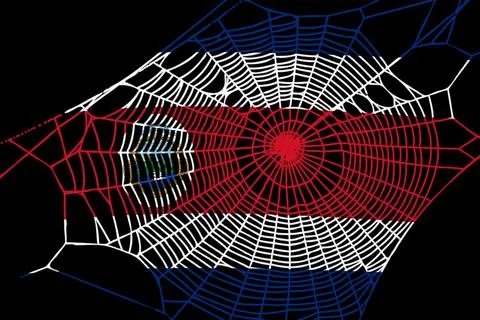 3D Flag on spider web Stock-Illustration