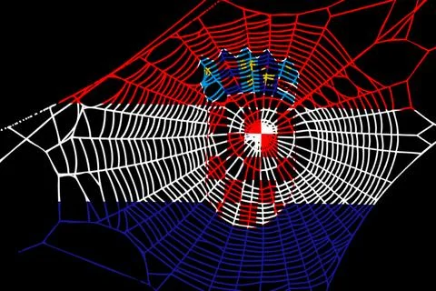 3D Flag on spider web Stock-Illustration