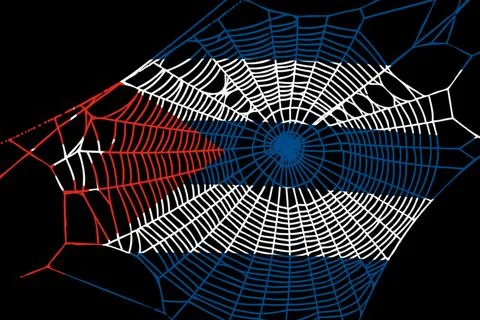 3D Flag on spider web Stock Illustration