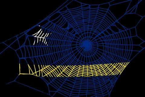 3D Flag on spider web Illustrazione stock