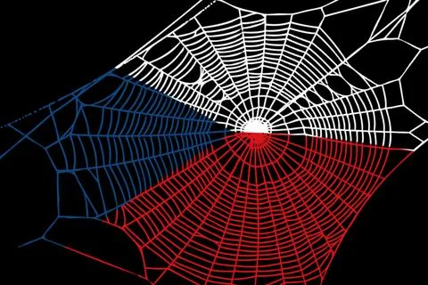 3D Flag on spider web Stock-Illustration