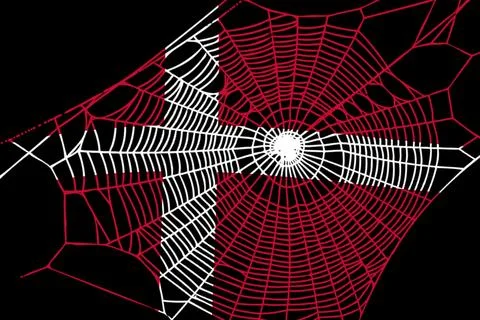 3D Flag on spider web Illustrazione stock