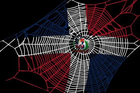 3D Flag on spider web Stock-Illustration