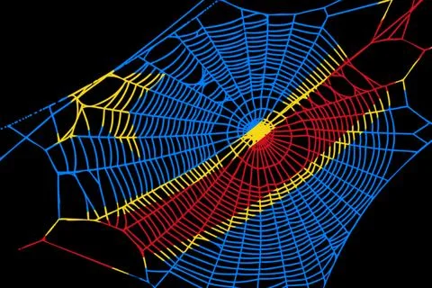3D Flag on spider web Stock Illustration