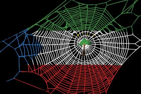 3D Flag on spider web Stock-Illustration
