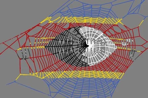 3D Flag on spider web Stock Illustration