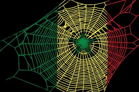 3D Flag on spider web Stock Illustration