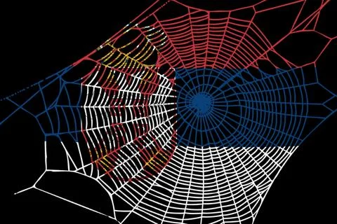 3D Flag on spider web Stock Illustration