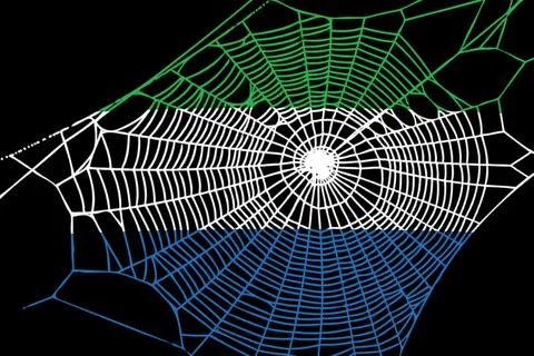 3D Flag on spider web Stock Illustration