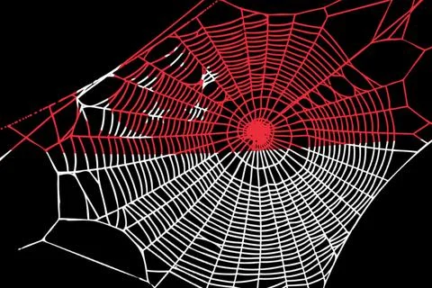 3D Flag on spider web Stock Illustration