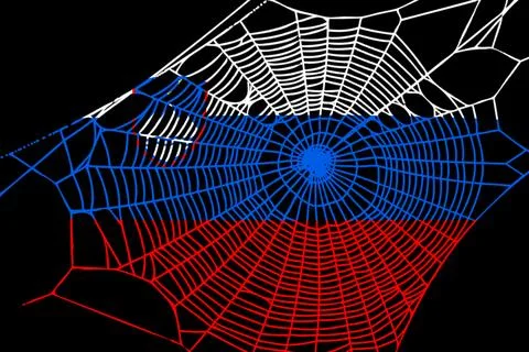 3D Flag on spider web Stock Illustration