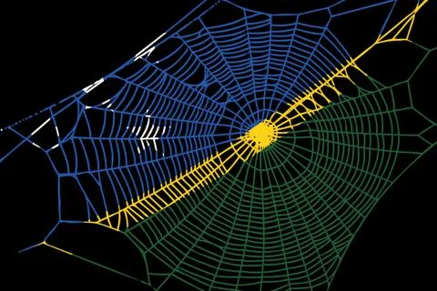 3D Flag on spider web Stock Illustration