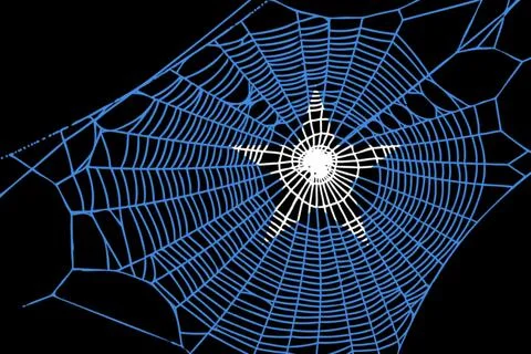 3D Flag on spider web Stock Illustration