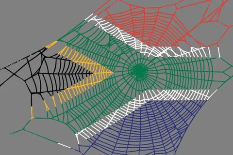 3D Flag on spider web Stock Illustration