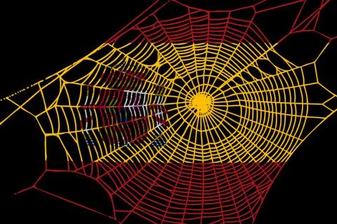 3D Flag on spider web Stock Illustration