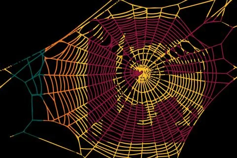3D Flag on spider web Stock Illustration