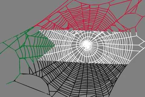 3D Flag on spider web Stock Illustration