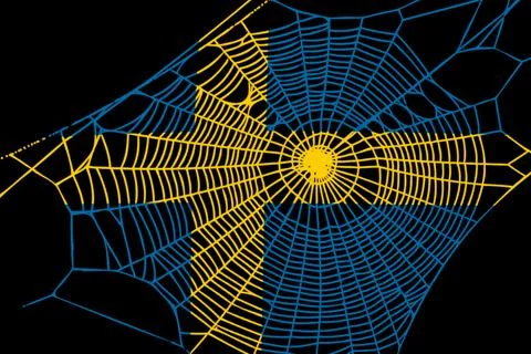 3D Flag on spider web Stock Illustration
